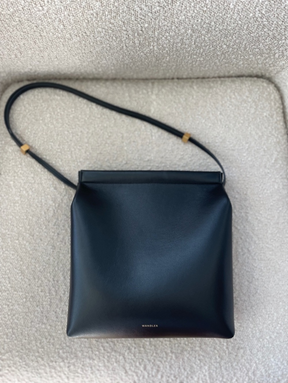 Wandler Black Leather Crossbody Bag with Gold Accents